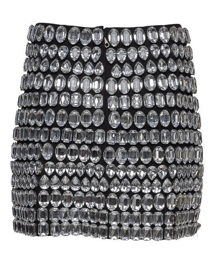Rhinestone-Embellished Bustier Top and Skirt set - Suits & Sets