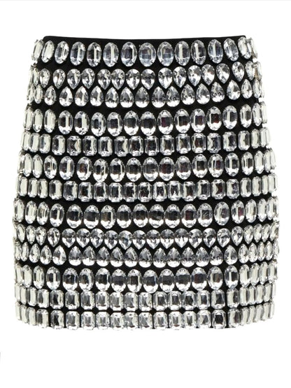Rhinestone-Embellished Bustier Top and Skirt set - Suits & Sets