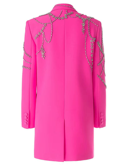 Rhinestone-Embellished Hot Pink Blazer-Dress - Jackets