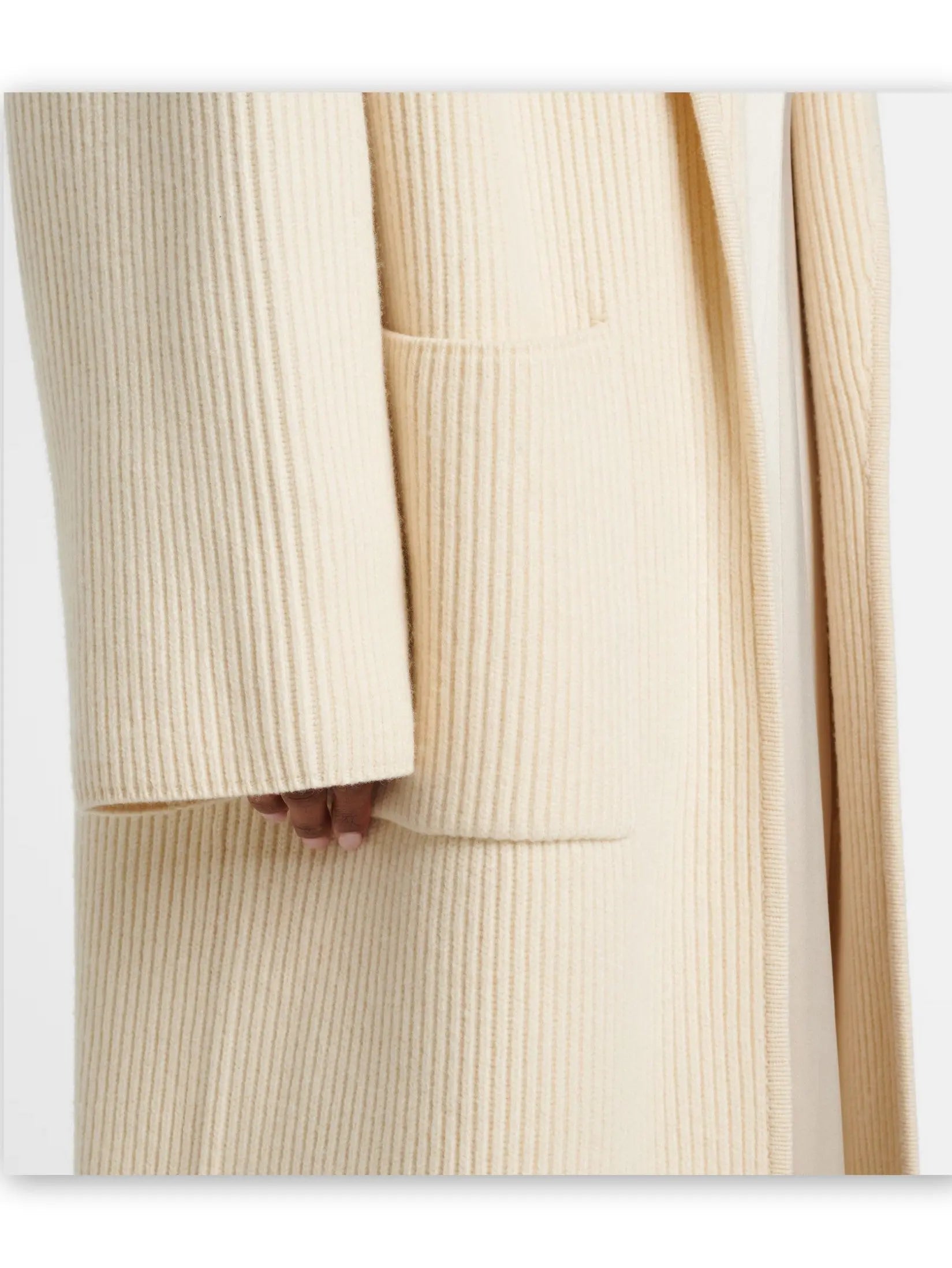 Rib Knit Long Oversize Cardigan Coat in Cream - Coats