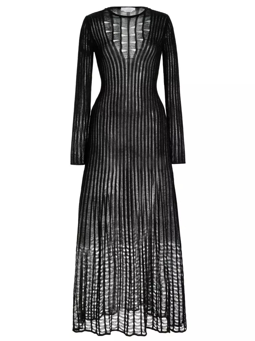 Ribbed-Knit Maxi Dress Black