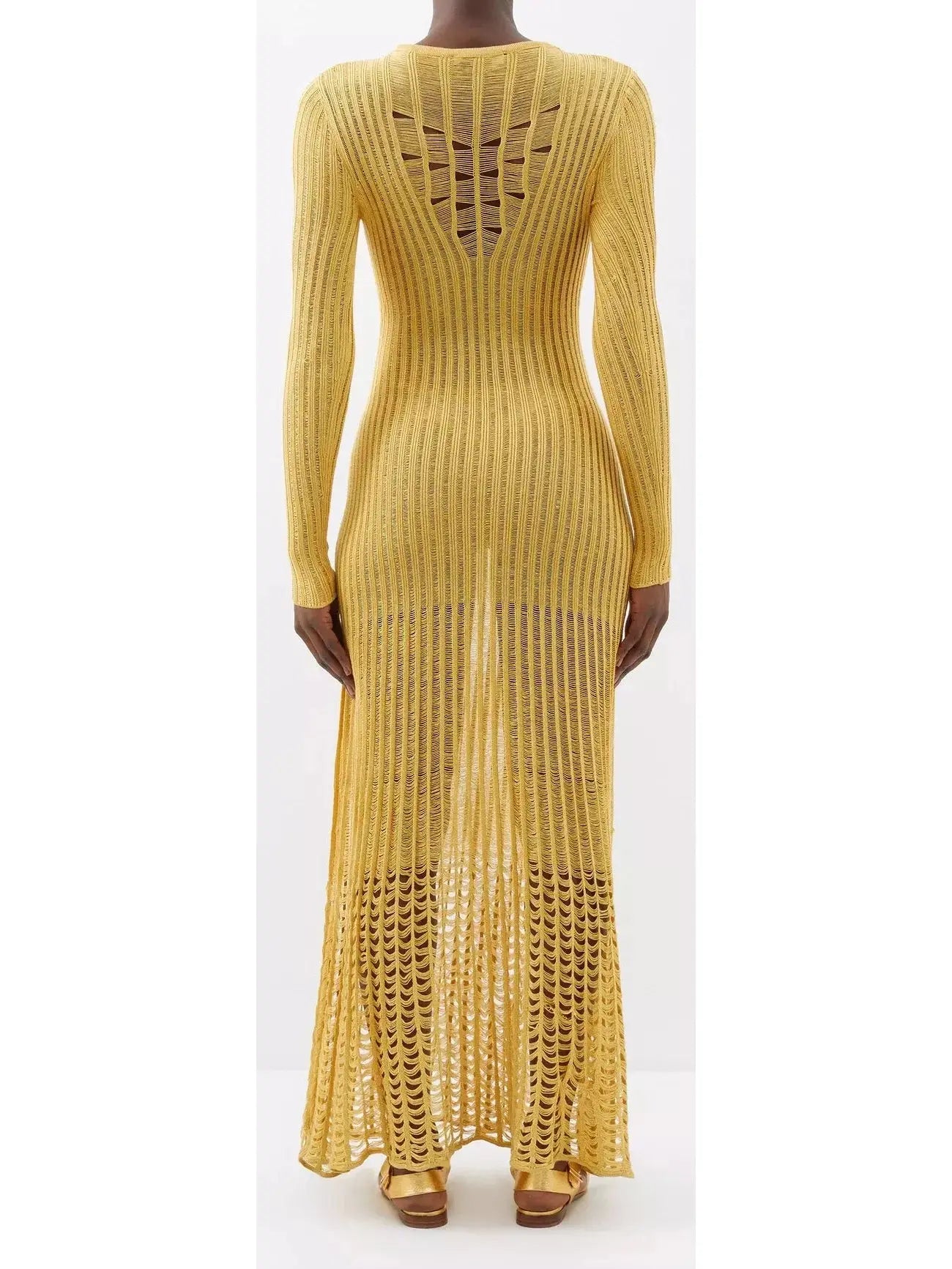 Ribbed-Knit Maxi Dress Yellow - Dresses