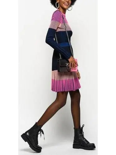 Ribbed Knit Multi Colored Sweater and Skirt Set - Suits & Sets