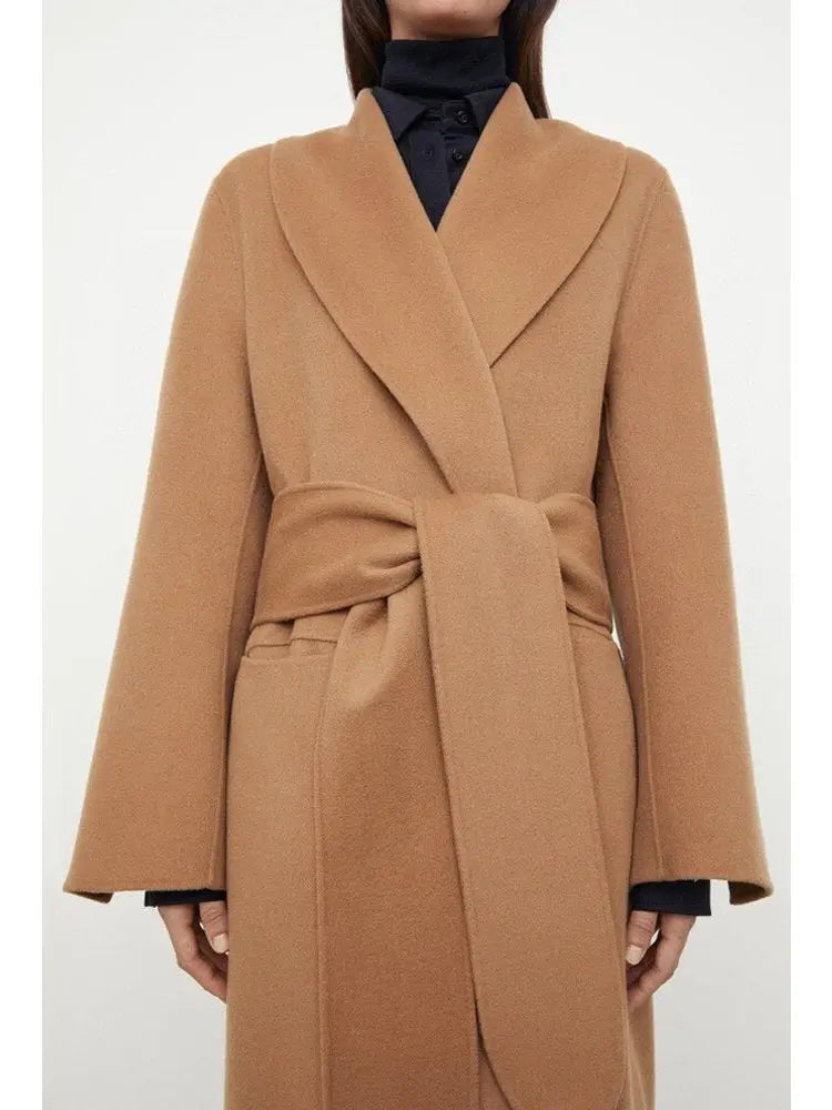 Robe Wrap Coat in Camel - Coats