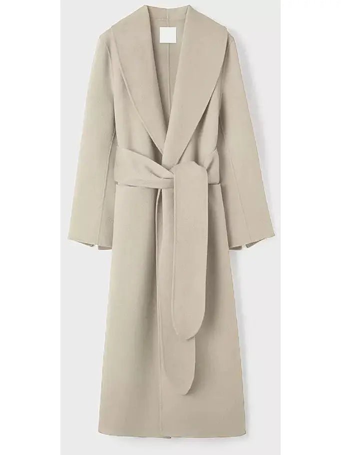 Robe Wrap Coat in Oatmeal Beige - Coats