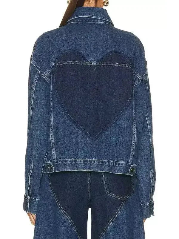 Jean Jacket Rope Rope Cut-out Denim Jacket and Jean Set High End Fashion