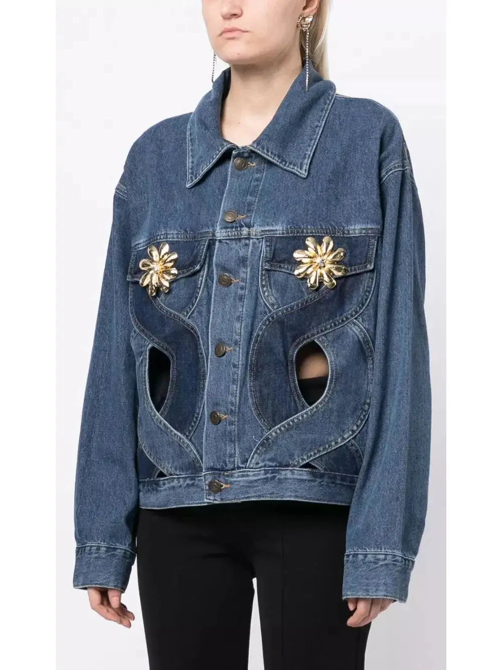 Rope Cut-Out Denim Jacket and Jean Set - Suits & Sets