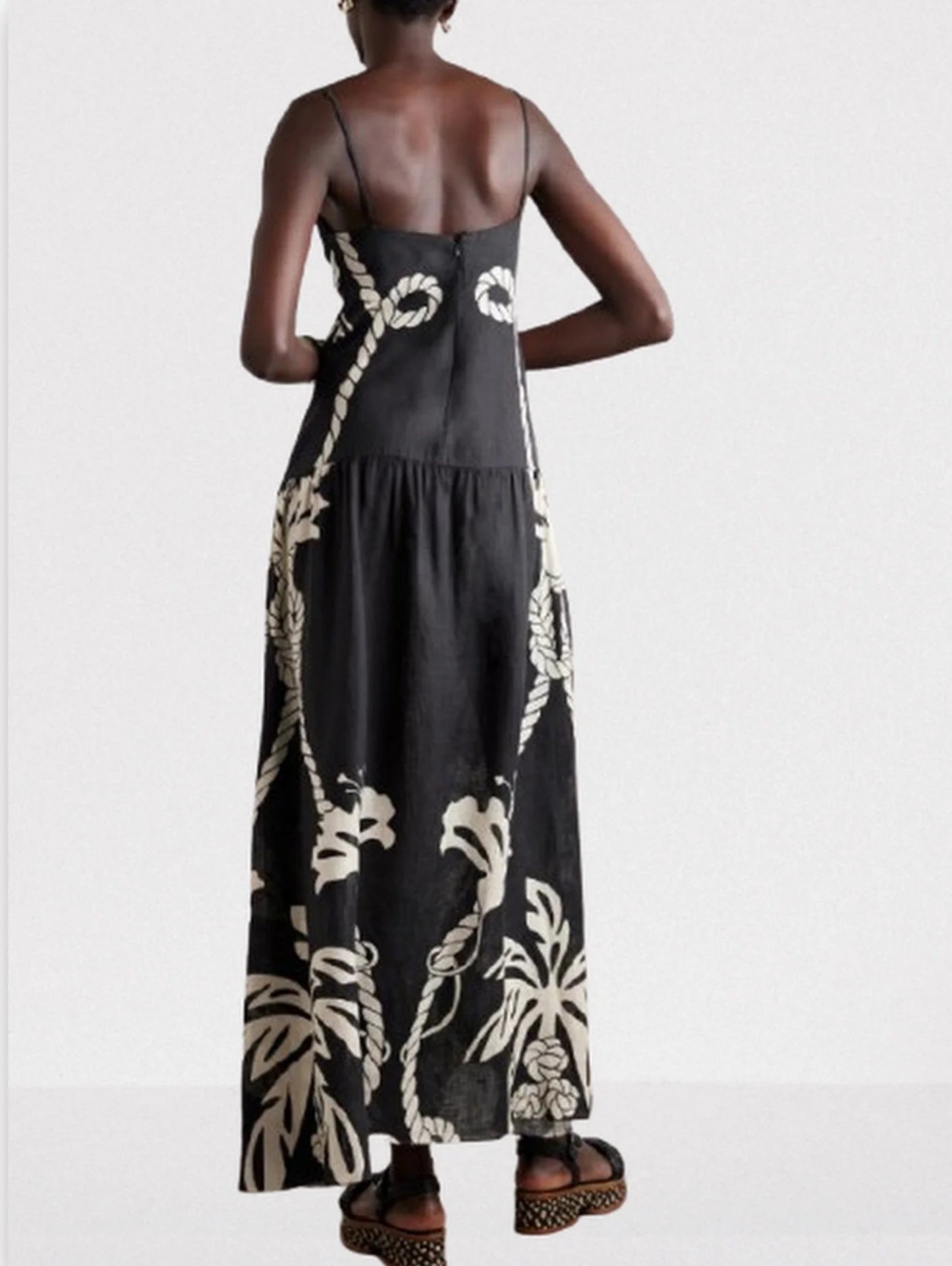 Rope Printed Linen Maxi Dress - Dresses