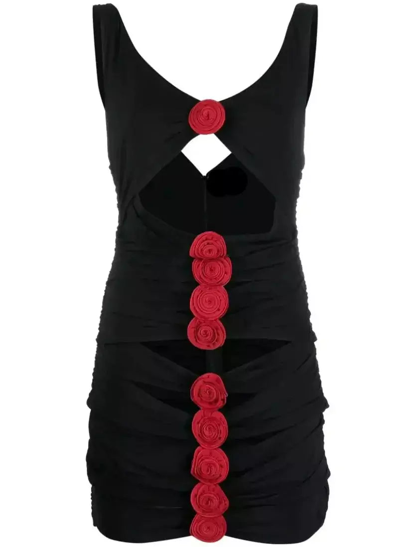 Rose-Appliqué Mini Dress - Dresses