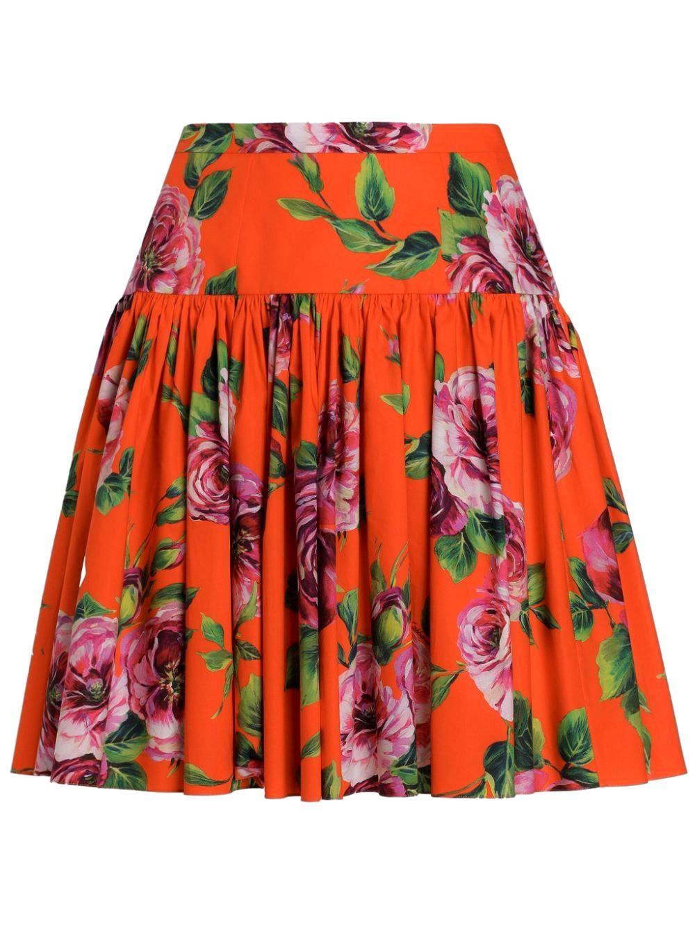 Orange floral off-the-shoulder crop top from Branna Couture skirt set for luxury women’s apparel