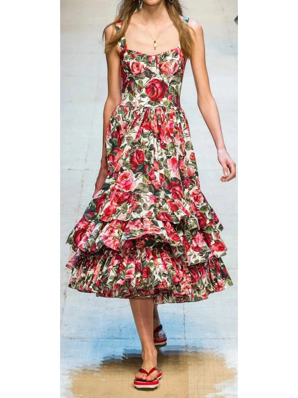 Ruffled Floral-Print Cotton-Poplin Dress - Dresses