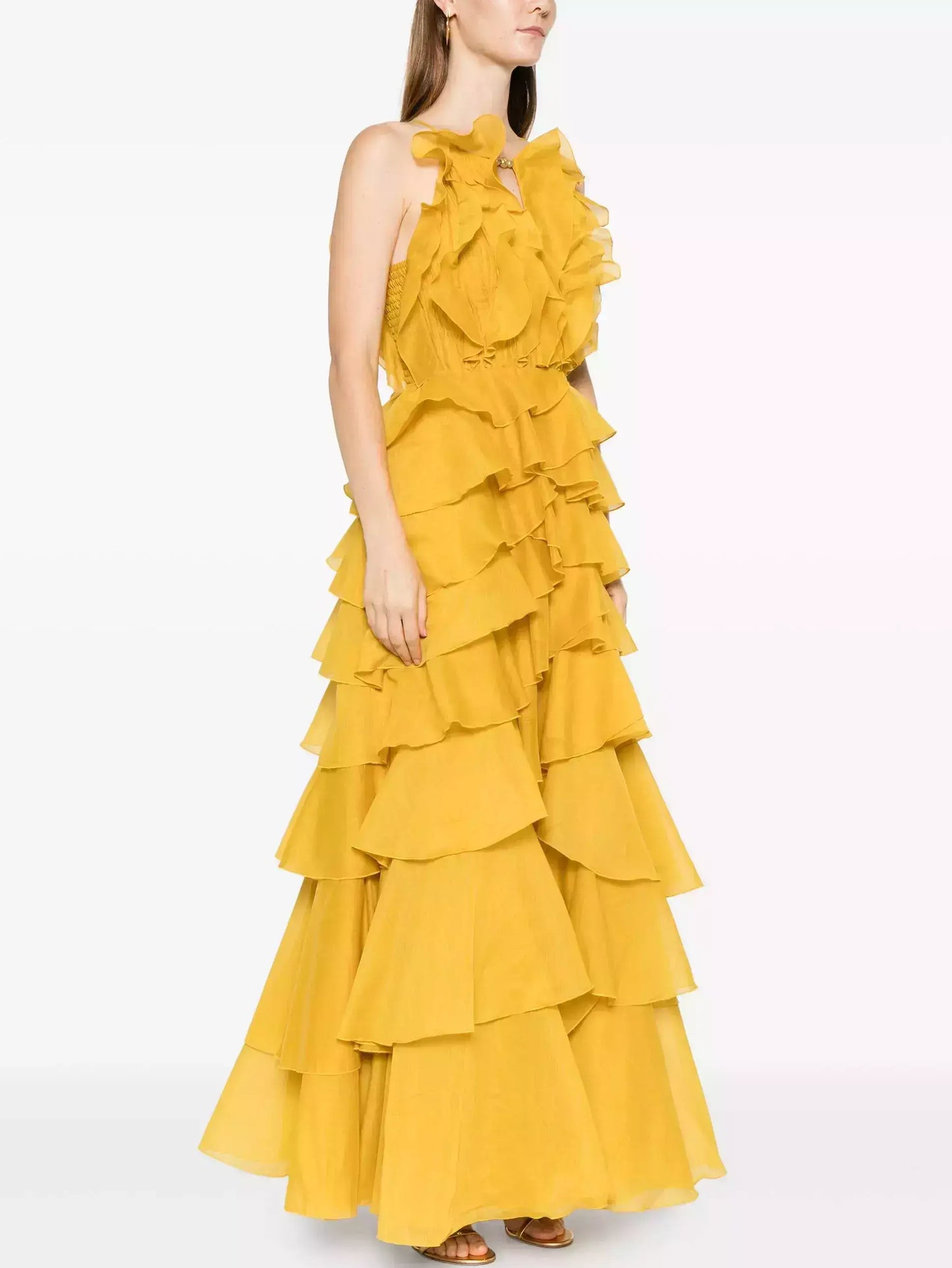 Ruffled Layered Halter Maxi Dress - Dresses