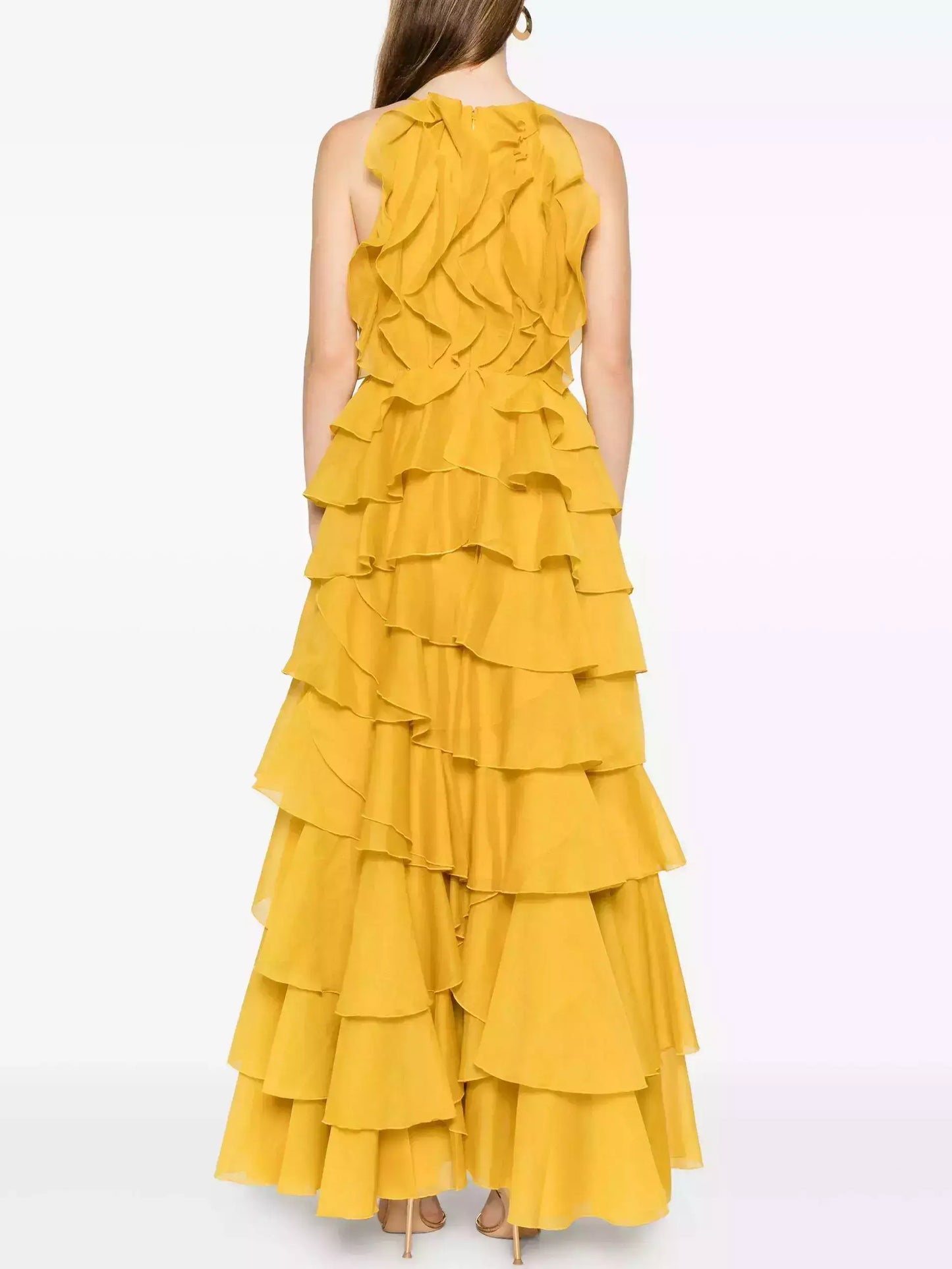 Ruffled Layered Halter Maxi Dress - Dresses
