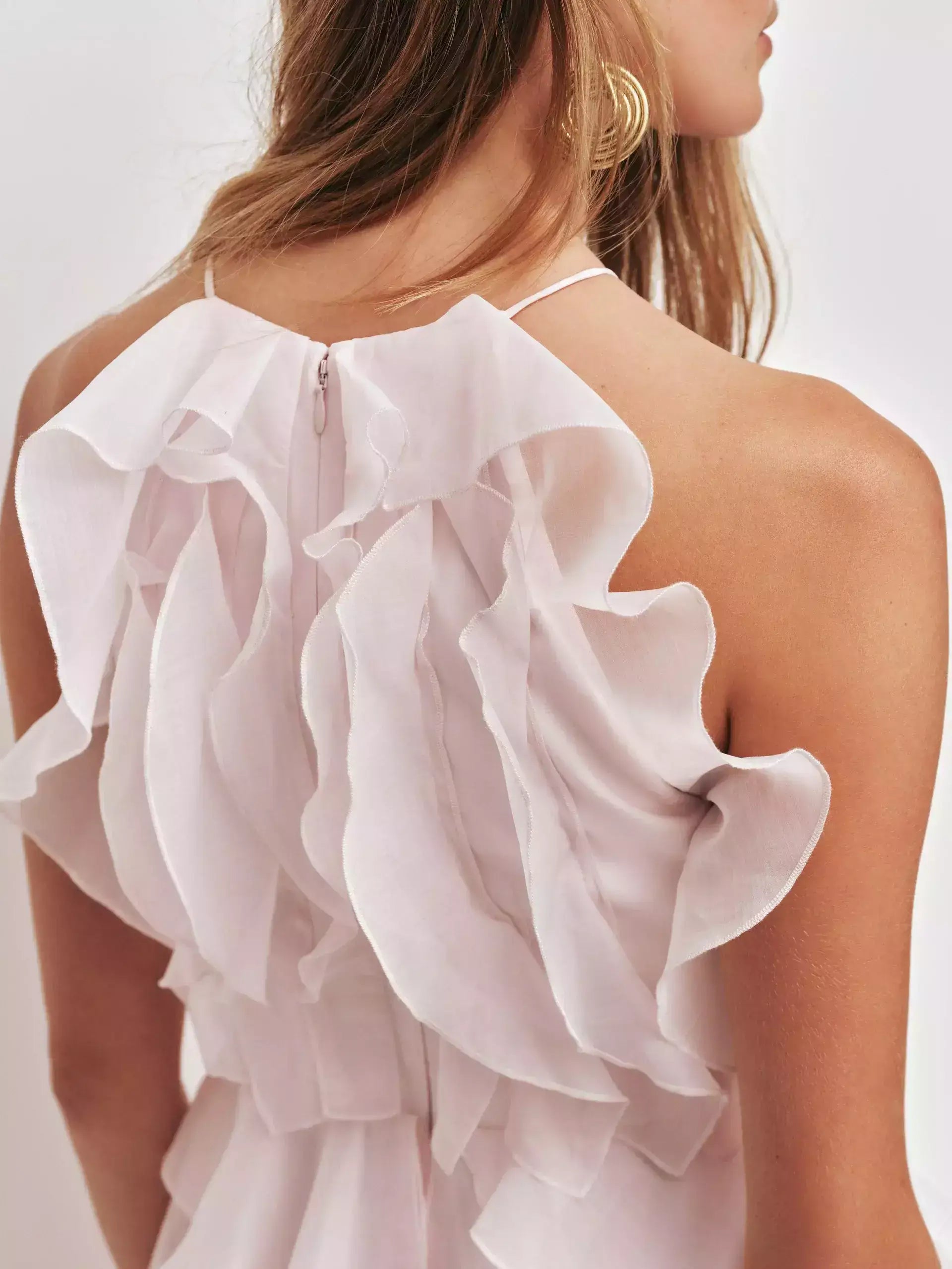 Ruffled Layered Halter Maxi Dress - Dresses