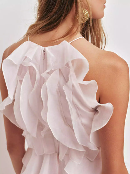Ruffled Layered Halter Maxi Dress - Dresses
