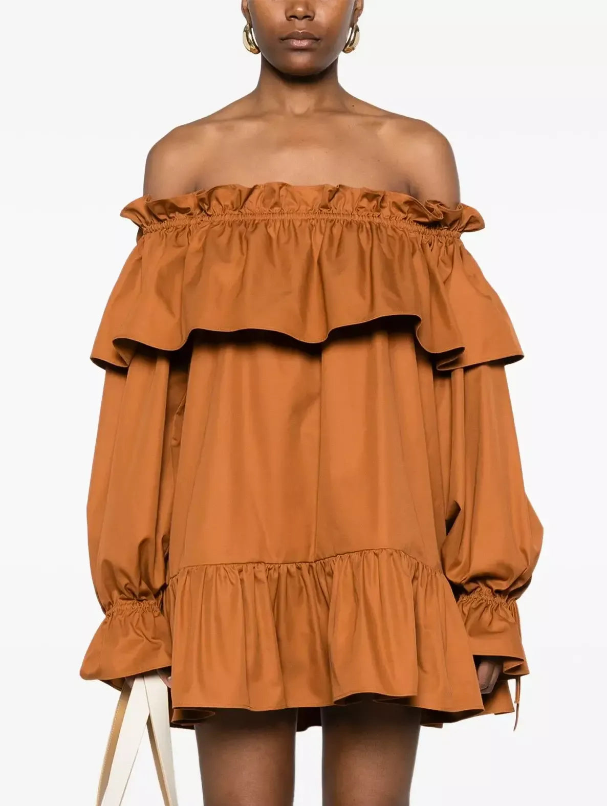 Ruffled Off-Shoulder Cotton Mini Dress - Dresses