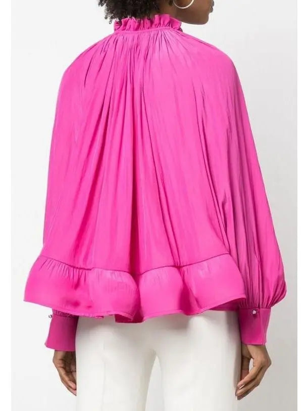 Ruffled Pleated Blouse Pink - Tops