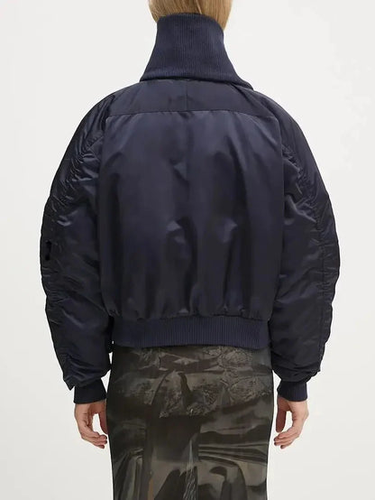Scarf-Attached Bomber Jacket - Jackets