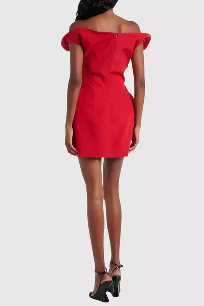 Sculptural Off-Shoulder Mini Dress - Dresses