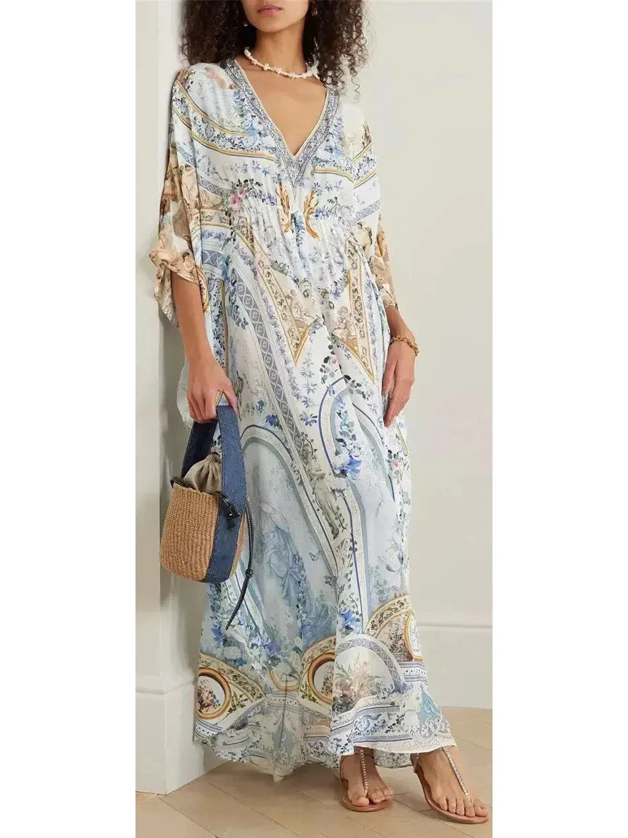 Season Of The Siren Gathered Waist Kaftan Dress - Dresses