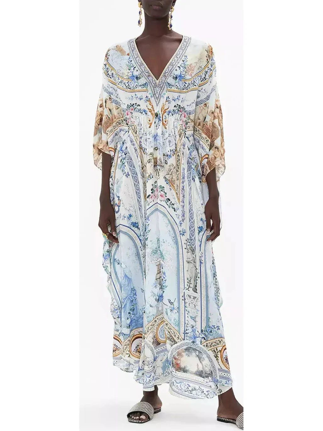 Season Of The Siren Gathered Waist Kaftan Dress - small - Dresses