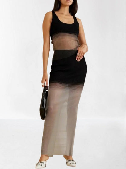 Semi-Sheer Knit Maxi Skirt - Skirts