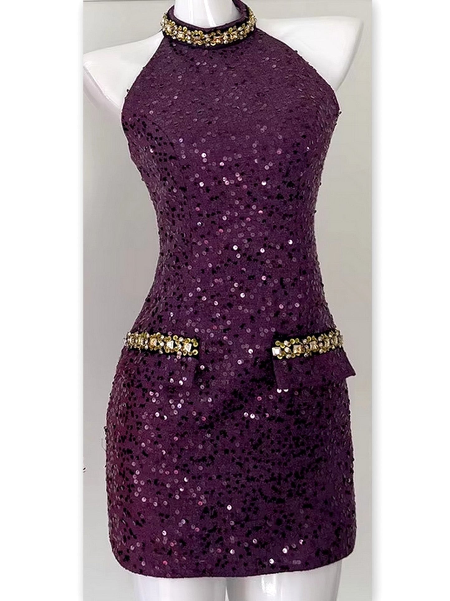 Sequin and Jewel Embellished Tweed Dress and Jacket Set - Suits & Sets