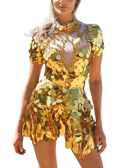 Sequin-Embellished Bodysuit and Skirt Set - Suits & Sets