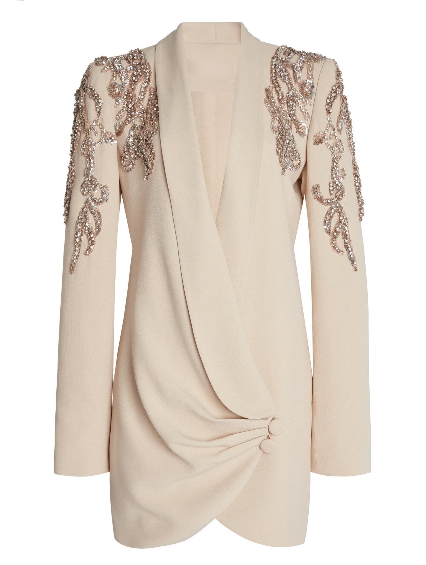 Sequin-Embellished Draped Cady Blazer Mini Dress - Dresses