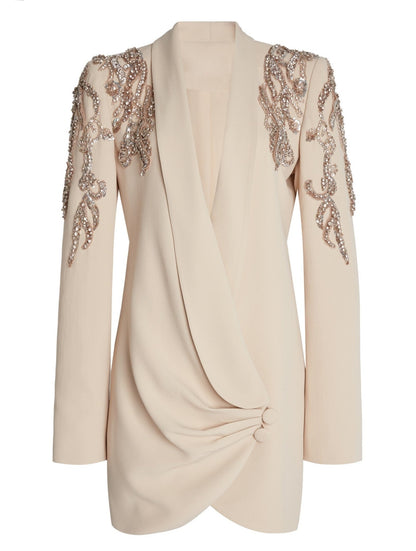 Sequin-Embellished Draped Cady Blazer Mini Dress - Dresses