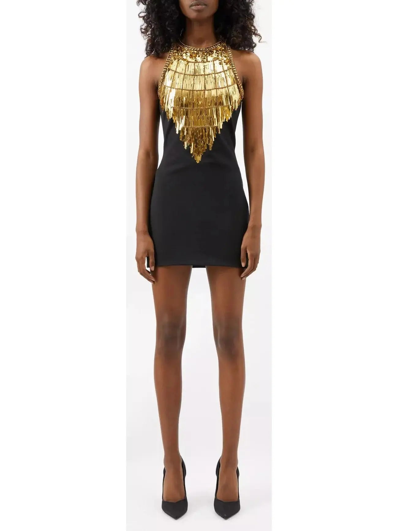 Sequin-Embellished Jersey Mini Dress - small - Dresses