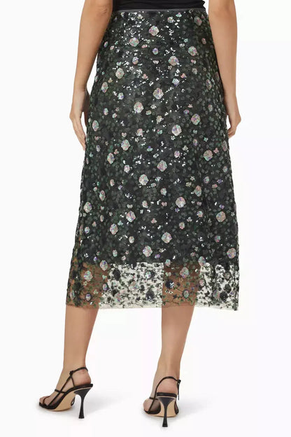 Sequin-Embellished Mesh Midi Skirt - Skirts