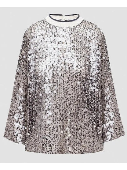 Sequin Embellished Open-Knit Cropped Sweater - Sweaters & Knitwear