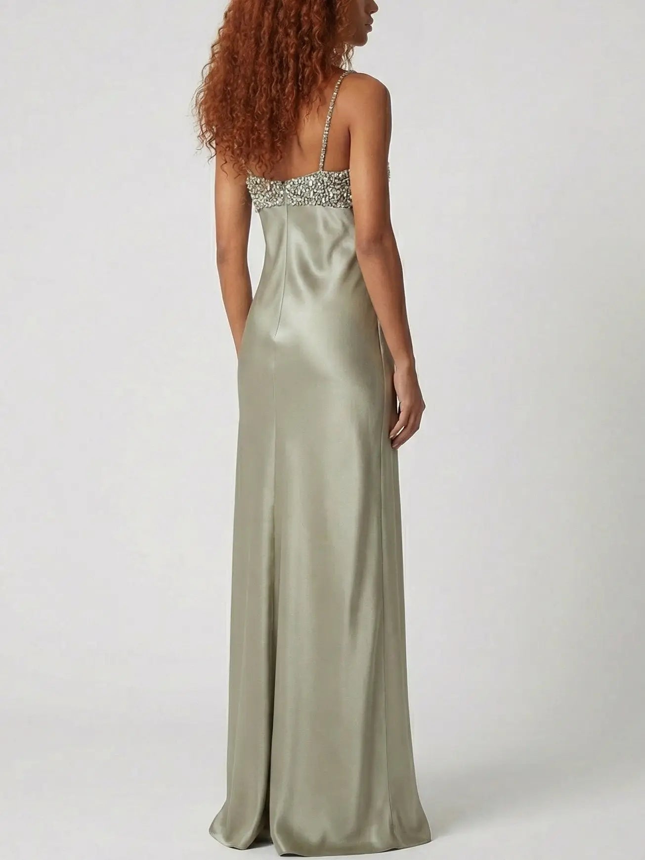 Sequin-Embellished Satin Slip Gown - Dresses
