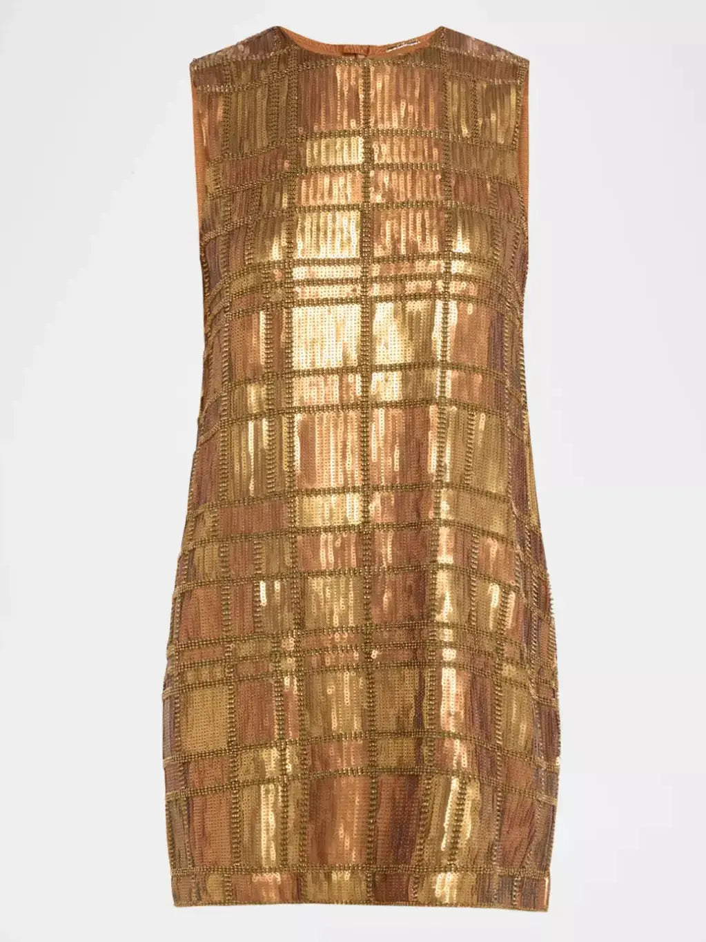 Sequin-Embellished Sleeveless Mini Dress in Gold - Dresses