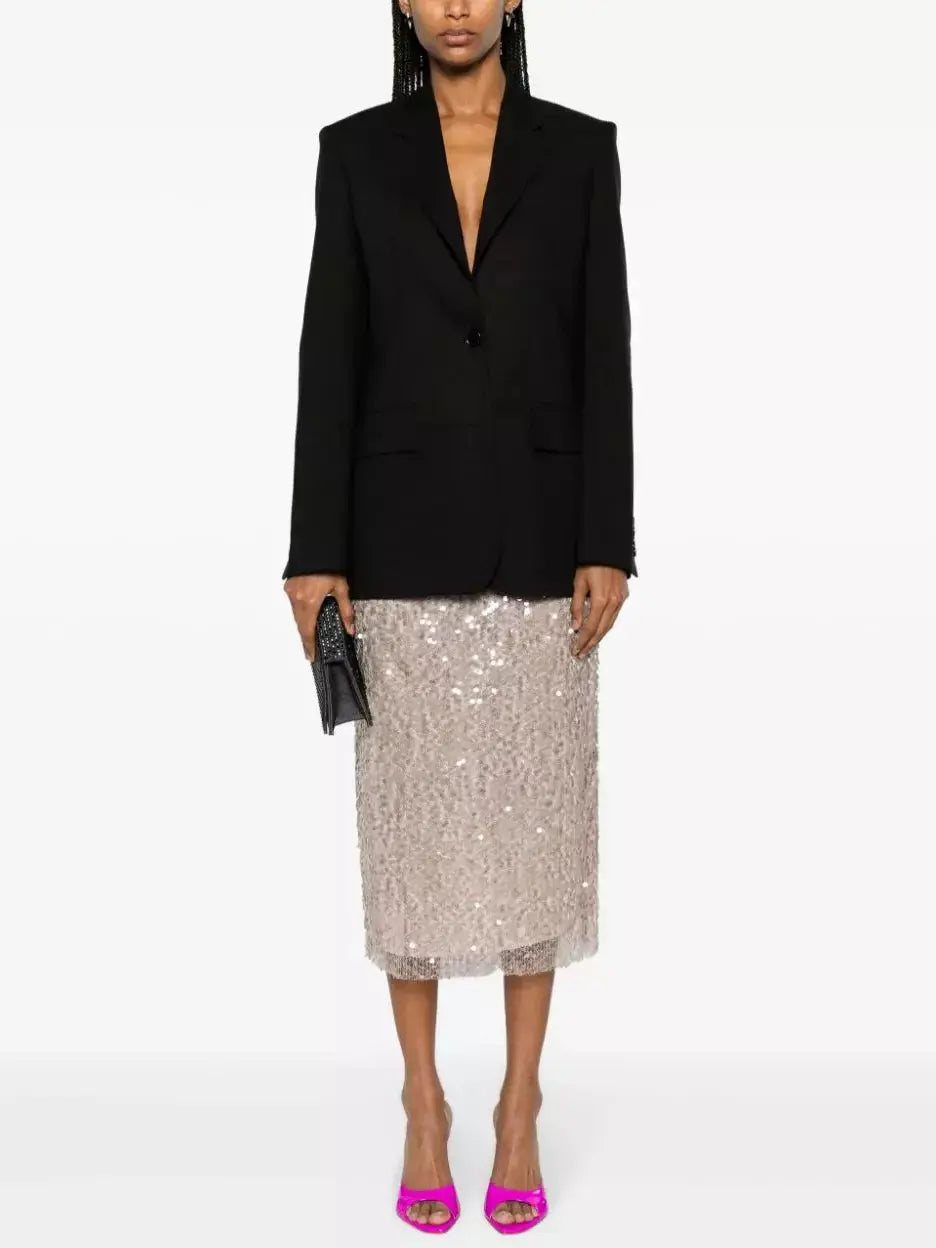 Sequin-Embellished Straight Skirt - Skirts