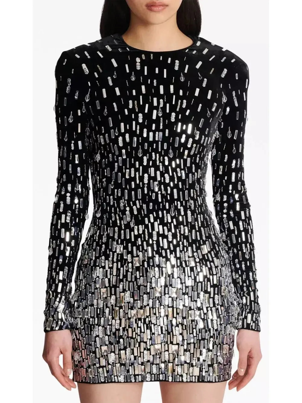 Sequin-Embellished Velvet Dress - Dresses