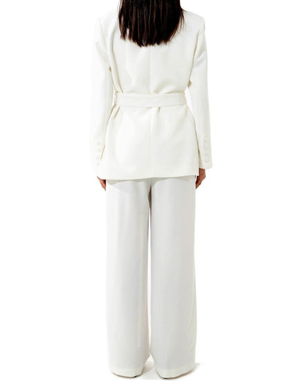 Sequin Embroidered White Blazer and Pant Suit - Suits & Sets