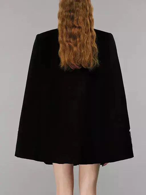 Sequin Fireworks Short Cape Coat - Coats