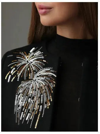 Sequin Fireworks Short Cape Coat - Coats