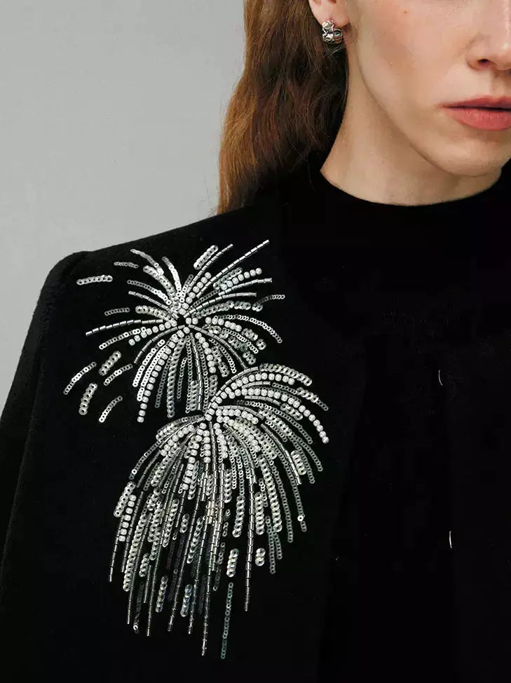 Sequin Fireworks Short Cape Coat - Coats