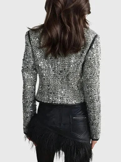 Sequin Zip Up Jacket - Jackets