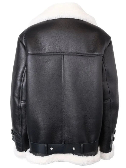 Shearling and Sheepskin Leather Bomber Jacket - Jackets