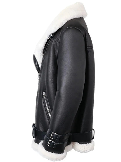 Shearling and Sheepskin Leather Bomber Jacket - Jackets