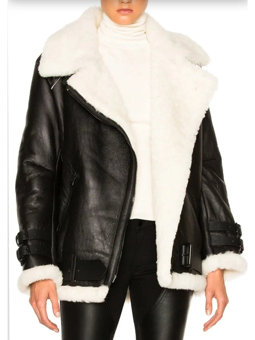 Shearling and Sheepskin Leather Bomber Jacket - Jackets