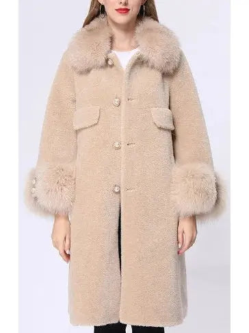 Shearling Fur-Trim Coat - Many Colors - Coats