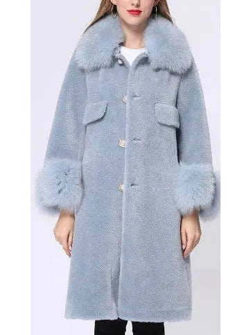 Shearling Fur-Trim Coat - Many Colors - Coats