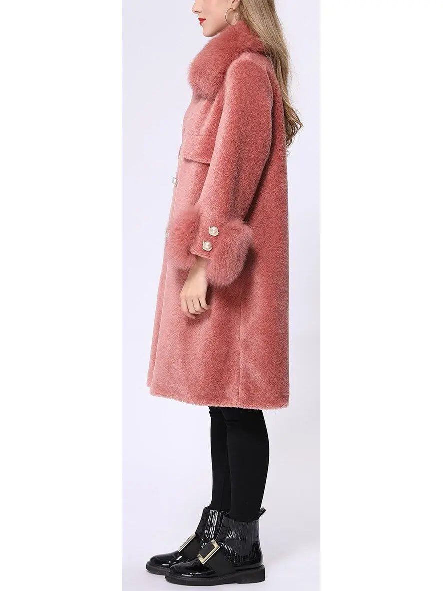 Shearling Fur-Trim Coat - Many Colors - Coats