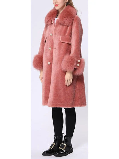 Shearling Fur-Trim Coat - Many Colors - Coats