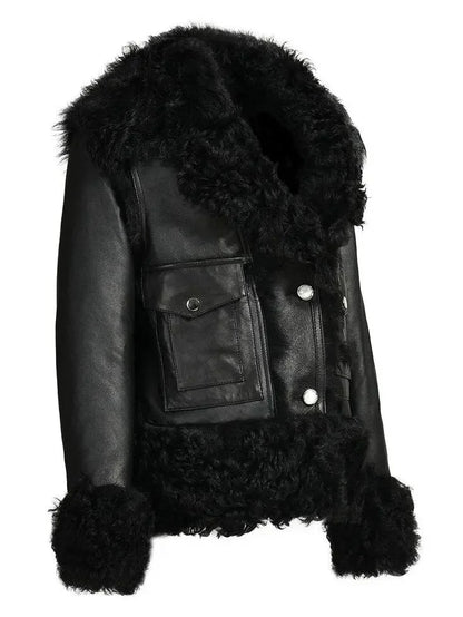 Shearling Leather Bomber Jacket - Jackets
